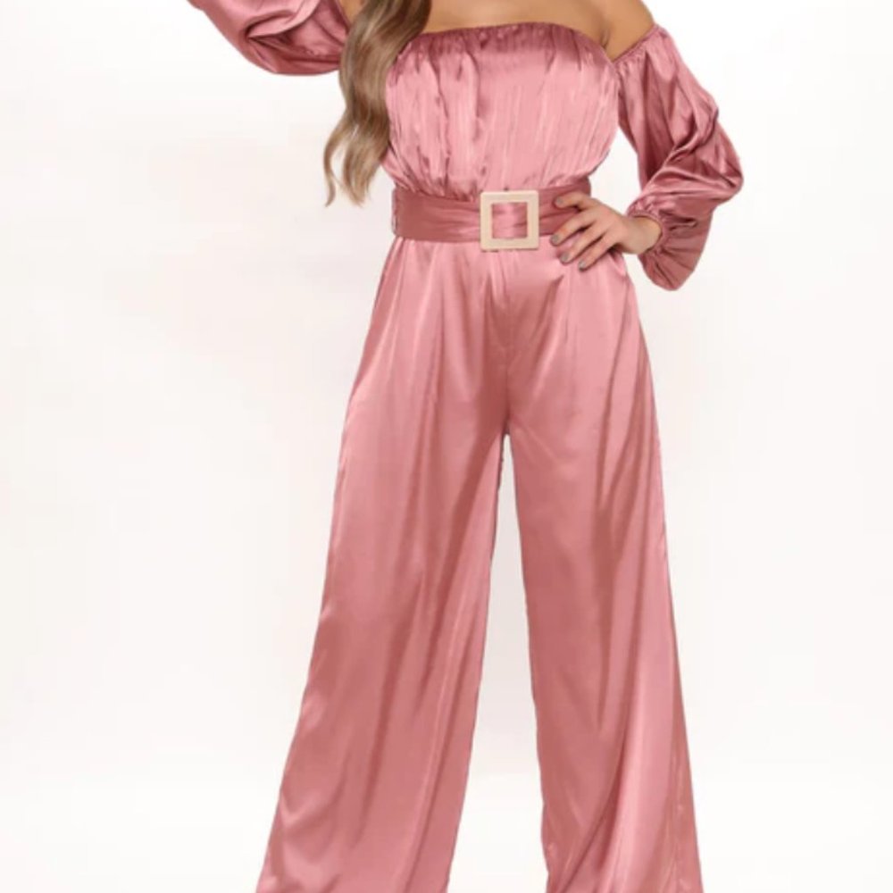 *NWT* Stay Fabulous Satin Jumpsuit - Mauve